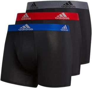 Adidas Men's Performance Trunk Underwear (3-Pack) Boxed, Black/Collegiate Royal Blue/Scarlet Red, Large