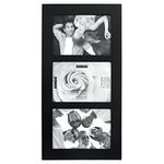 Malden International Designs Linear Wood Picture Frame, 4 by 6-inch Black 3-Opening