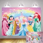 Fairy Tale Princess Backdrop Princess Castle Backdrop Colorful Princess Birthday Photography Backdrop Kids Birthday Party Cake Table Decoration Backdrop Baby Shower Decoration Supplies 7x5ft