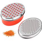 Kunovo Cheese Grater with Airtight Storage Container,Cheese Shredder&Vegetable Grater(2-in-1)，Box Grater (A-Red)