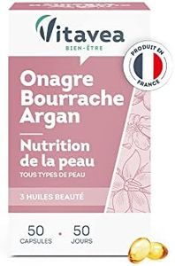 Vitavea - Complément Alimentaire Éclat, Souplesse et Nutrition de la Peau - Huile d'Onagre, Huile de Bourrache, Huile d'Argan - tous types de peaux - 50 capsules - Cure 50 jours - Fabriqué en France