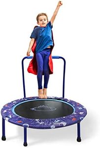 38" Kids Trampoline Mini Trampoline with Exercise Foldable Bungee Rebounder Adjustable Handrail Safety Padded Cover for Indoor Outdoor