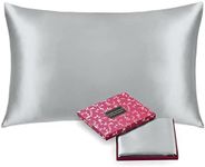 Sleep Mantra King Silk Pillowcase for Hair - 30 Night Free Trial, 22 Momme Pure Silk, Machine Washable and Smooth Pillow Sham, Silver Gray Color Zippered Pillow Cover (51 x 92 cm)