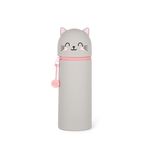 LEGAMI - 2-in-1 Soft Silicone Case - Kawaii Table Pen Holder, Zipper, Silicone, Pen Bag, Colouring Pencils Marker, H 18.5 cm, Kitty, Soft