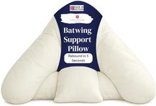 Lancashire Textiles Batwing Support Pillow for Sitting Up in Bed – V Pillow for Adults, Orthopaedic Neck & Back Support Pillow, Bed Rest Reading Pillow with Hollowfibre Filling & Removable Pillowcase