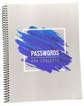 Password Book Sky Blue with Alphabetical Tabs and Removable Sheets. Large Spiral Password Keeper - 10" x 7.6"