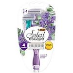 BIC Soleil Escape Women's Disposable Razors With 4 Blades for a Sensorial Experience and Comfortable Shave, Pack of Lavender & Eucalyptus Scented Handle Shaving Razors for Women, 4 Count