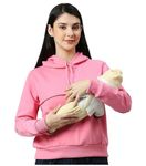 True Shape Feeding Hoodies for Women | Knitted Fleece Maternity Hooded Sweatshirt with Concealed Zip for Nursing & Pregnancy (TSS-109-S, Pink)