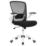SONGMICS Chair, Swivel, Height Adjustable, Tilt Function, Breathable Mesh Seat and Backrest, for Study Office Studio, Alloy Steel, Black+White, 66x60x(99-107) cm