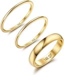 Adramata 14K Gold Filled Rings for Women Stacking Rings Stackable Thin Gold Rings Simple Plain Pinky Thumb Statement Band Ring Comfort Fit 3Pcs 1mm 3mm