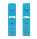 Wii Remote Motion Plus Controller (2 Packs) for Nintendo Wii&Wii U Video Game Gamepads. (Blue)