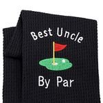 LEVLO Uncle Golf Towel Embroidered Golf Towel Gift Golf Father Gift Best Uncle by Par Golf Towel with Clip (Best Uncle-Black)