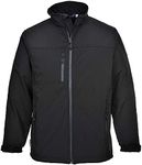 Portwest TK50 Water Resistant Windproof Softshell Jacket (3L) Black, Medium