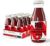 PMONA Organic Pomegranate Juice (Pack of 12), Cold Pressed USDA Organic Juices with 100% Pomegranates, No Added Sugar, Not From Concentrate, Vegan, Kosher, Non GMO, Pasteurized, 8.4 oz Glass Bottles