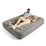 Silentnight Air Bed King with Built in Pump - High Rise Flocked Non Slip Electric Airbed Comfortable Full Body Support Air Mattress for Guests, Camping, Caravans - Grey - King