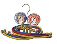 Mastercool (59136) Brass R410A, R22, R404A 2-Way Manifold Set with 3-1/8" Gauges, 3-36" Hoses and Standard 1/4" Fittings