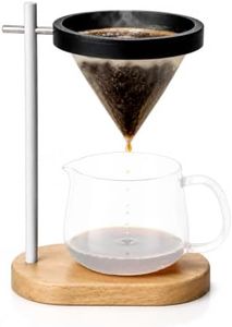 URLOUS Pour Over Coffee Stand, Dripper-Free Coffee Maker with Magnetic Ring Design, Wooden Base Coffee Brewing Set, Includes Filter Paper, for Pour Over Coffee Lovers