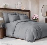 Duvet Cover Full Size Set - Extra Soft Full Size Duvet Cover - 80" x 90" Full Duvet Cover w/ 2 Pillow Shams - Easy Care & Fade Free - Comforter Cover w/ Zipper Closures & Ties (Heathered Grey)