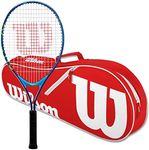 Wilson US Open Junior 23 Inch Tennis Racquet Bundled with (1) Red Advantage II Tennis Bag - Perfect Starter Set for Kids Age 7-8