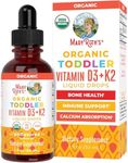 Vitamin D3 | Vitamin K2 | Vitamin D3 K2 Drops | K2 D3 Vitamin Liquid Supplement for Toddlers | Kids Supplement for Calcium Absorption Strong Bones | Vegan | Non-GMO | Gluten Free | 1 Fl Oz