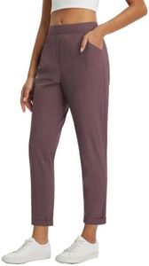 baleaf Womens Travel Pants Petite Stretchy Work Pants Business Casual Slacks Golf Pants Dressy with Pockets Brown 3XL