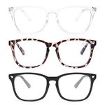 Gaoye 3-Pack Blue Light Blocking Glasses, Fashion Square Fake Nerd Eyewear Anti UV Ray Computer Gaming Eyeglasses Women/Men