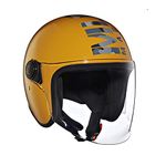 Royal Enfield Flip-Up Coopter Camo MLG ISI Certified Riding Helmet with Clear Visor Gt Yellow, Size: L(59-60Cm) with High Density Eps for Better Impact Absorption & Comfort On Long Rides