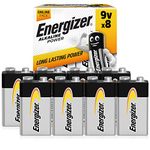 Energizer 9V Battery Pack, Alkaline Power, Amazon Exclusive, 8 Pack