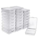 BELLE VOUS Small Clear Plastic Storage Box Containers with Hinged Lid (24 Pack) - L11.5 x W9.2 x H2.8cm / 4.53 x 3.62 x 1.1 Inches - Mini boxes for Pills, Beads, Jewellery & Craft Items