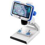STPCTOU LCD Digital Microscope USB Coin Microscopes 5 Inch FHD 1080P Screen 200X Magnification Zoom Camera Video Recorder for Adults Kids Stamps Plants Soldering with Base Light Sample Slides