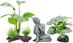 Fish Tank Decorations Aquarium Decoration Small Ornaments Accessories Betta Fish Rest Leaf Buddha (Buddha/Leaf Set-B)