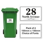 Personalised Bin Numbers for Wheelie Bins Set of 4 Bin Stickers Wheelie Bin Numbers Stickers Custom Sticky Bin Number with House Number Street Name Custom Wheelie Bin Stickers Number(Design 3)