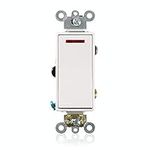 Leviton 5628-2W 20 Amp, 120 Volt, Decora Plus Rocker Pilot Light, Illuminated On, Req. Neutral Single-Pole AC Quiet Switch, Commercial Grade, Self Grounding (White)