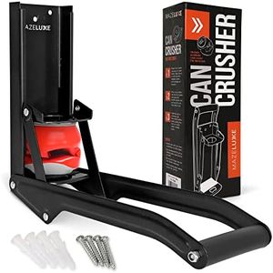 Mazeluxe 12 and 16 oz Can Crusher Crushes Aluminum Cans and Plastic Bottles with Built in Bottle Opener – Wall Mounted – Manual Hand Operated