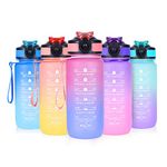 SUPPRUI Water Bottles with Straw,600ml Kids Water Bottle with time markings,Motivational Drink Bottles Leakproof and BPA-free (Pink)