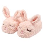 Aopuro Novelty Women Animal Slippers Cute Soft Plush House Shoes Fluffy Warm Slippers Cartoon Gifts for Birthday Christmas, Pink Bunny, 7-8