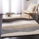 ASAD EMPORIUM RUGS Hand-Made Rectangular Export Quality Shaggy Fur Micro-Fiber Plain With 2 Inch Pile Height 121 X 182 Cm 4 X 6 Feet Beige Mix