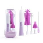 Festiva Electric Bottle Brush Cleaner - Baby Bottle Brush Set with Bottle Brush, Mixing Head, Nipple & Straw Brush, Baby Travel Essential, (Red)