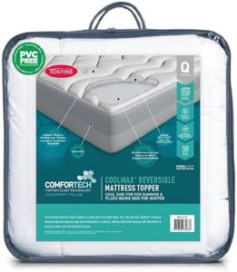 Tontine Reversible Coolmax Quilted Mattress Topper, Queen – Cooling Summer Side with Moisture-Wicking Fabric & Warm Winter Side – Soft Ultrafibre Polyester Fill – 50cm Fitted Skirt – Machine Washable