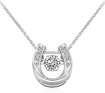ACJNA 925 Sterling Silver Lucky Horseshoe with CZ Cute U Pendant Necklace Jewelry (U pendant Necklace)