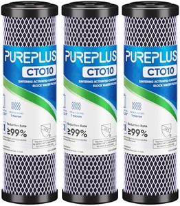 1 Micron 2.5" x 10" Whole House CTO Carbon Water Filter Cartridge Replacement for Countertop Water Filter System, Dupont WFPFC8002, WFPFC9001, FXWTC, SCWH-5, WHEF-WHWC, WHCF-WHWC, AMZN-SCWH-5, 3Pack