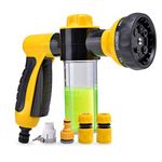 MIAOZHANG Foam Sprayer Gun Garden Hose Attachment Spray Gun Nozzle with Reservoir for Soap or Fertiliser for Car Washing Pets Shower Plants Watering,Yellow