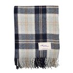 The Scotland Kilt Company Scottish Throw Large Wool Tartan Rug in Silver Bannockburn - Warm Picnic Travel Blanket - 60 x 70”