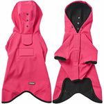 Blueberry Pet 18" Waterproof Dog Softshell Jacket, Hooded Raincoat and Windbreaker with Leash & Harness Hole, Pink, Outdoor Rain Gear for Dogs