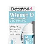 BetterYou Vitamin D 400 IU Infant Daily Oral Spray, Pill-free Vitamin D3 Supplement for Children Under 3 Years, Pure and Gentle Formula, 3-month Supply, Made in the UK, Flavour Free