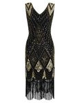 PrettyGuide Women 1920s 1920s Gatsby Cocktail Sequin Art Deco Flapper Dress M Gold