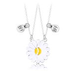 El Regalo 2 PCs BFF Best Friend Forever Split Magnetic Matching Pendant Necklaces Set- Heart, Flower, Swan etc Pendant Friendship Necklaces (BF Flower Pendants)