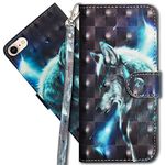 iPhone 6 Wallet Case, iPhone 6S Premium PU Leather Case, COTDINFORCA 3D Creative Painted Effect Design Full-Body Protective Cover for Apple iPhone 6/iPhone 6S - 4.7 inch. PU- Wolf