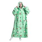 Oversized Wearable Blankets Hoodie for Women, Lengthened Fleece & Sherpa Blanket Sweatshirt with Giant Hooded, Super Soft Warm Cozy Plush Flannel Throw for Adults, One Size Fits All (Avocado)