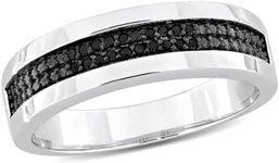 men's diamond ring - anillo de oro para hombre - mens wedding band with diamonds - black wedding ring men - 925 sterling silver - black diamond ring (Silver - Black Diamond - Size 12)